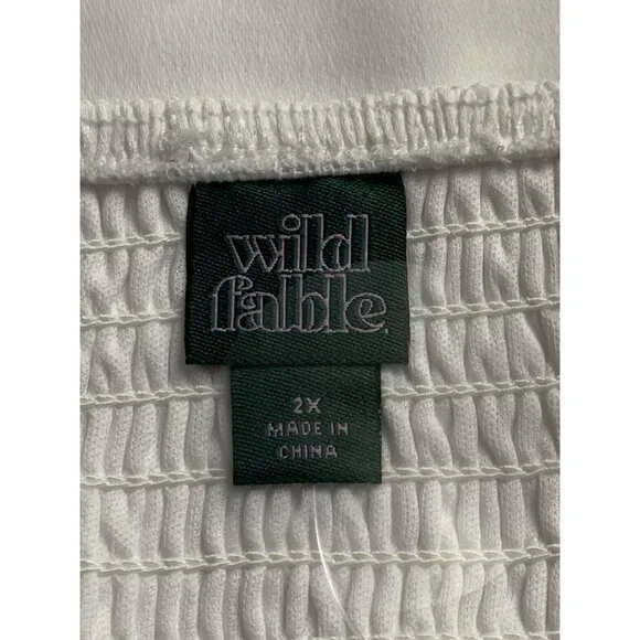 Wild Fable Womens White Embroidered Floral Slip Dress Adjustable Plus Size 2X - Picture 6 of 9